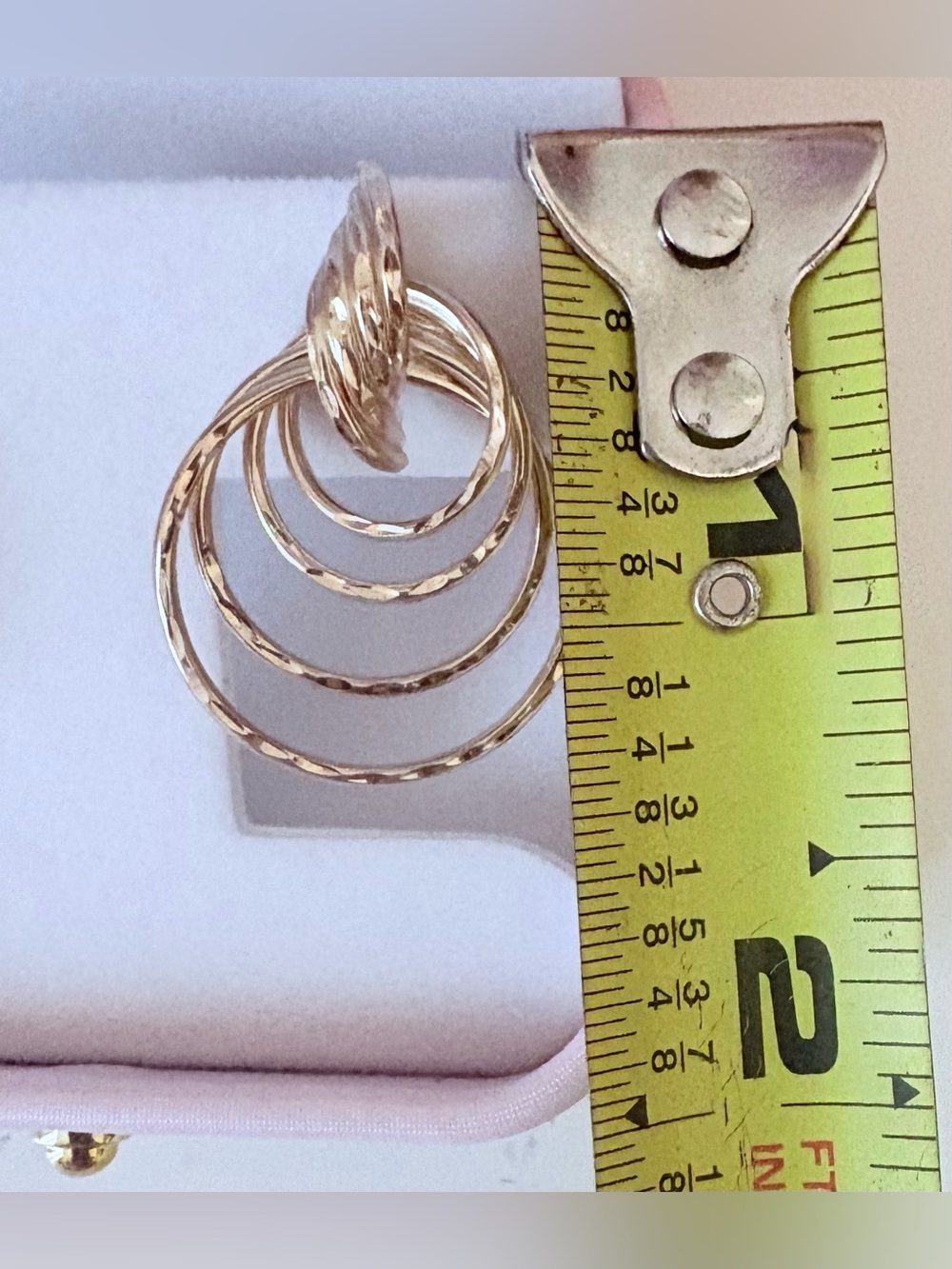 14K Gold Vintage Graduated Multi Hoop Diamond Cut Post Earrings FIRM THANK YOU - Picture 6 of 14